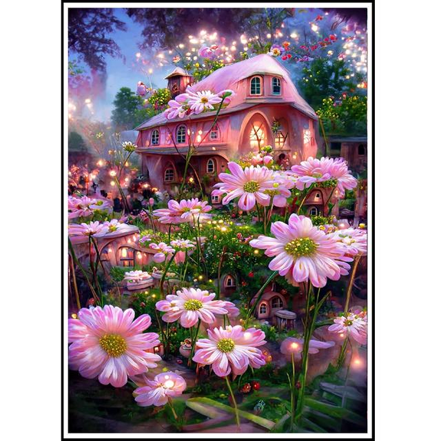 Новый 5D DIY алмазная живопись пейзаж мечты горный хрусталь мозаика розовая ромашка цветочный сад Алмазная вышивка крестиком