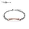 Подарок Мужчинам и Женщинам Хрустальная Корона Его Король Браслеты для Пары из Нержавеющей Стали Ее Королева