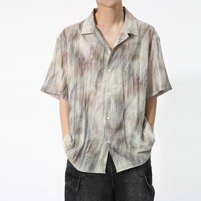 Мужская одежда Новый продукт Художественный темперамент Tie Dye Design Sense Light Роскошная рубашка с короткими рукавами