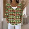 Women's Fashion Casual Knit Sweater Button-Up Christmas Print Cardigan Jacket