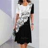 New Vintage Women's Dresses Floral Patchwork Printed Elegant Casual Short Sleeve Dress Y2k Loose Oversized Fashion Dress 2023