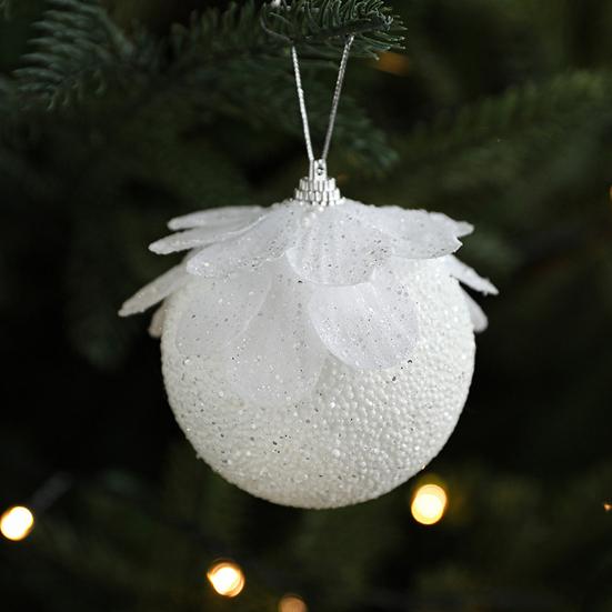 8 см Белый Пенопластовый Рождественский Шар Орнамент Снежное Праздничное Украшение Легкий Блестящий Подвесной Кулон на Елку для Дома Новый Год