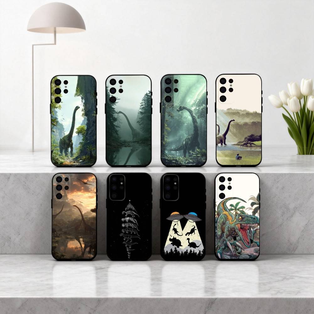 Крутой чехол с рисунком динозавра D для Samsung S25,24,23,22,30,21,10,9,Ultra,Plus,Lite,FE,4,5 G Мягкий черный чехол