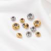 10Pcs/Pack Stainless Steel Round Shape Big Hole Charms Spacer Beads For DIY Jewelry Making Bracelet Necklace Accessories