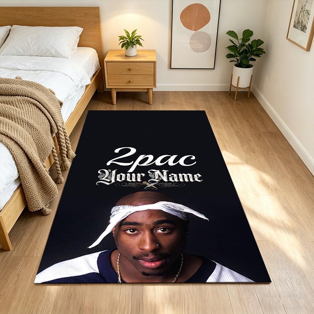 2pac Customize Your Name Floor Mat Design for Foyer Entryway Playrooms Kitchen Anti-slip Rug Anime Office Decor Spiritual Gift