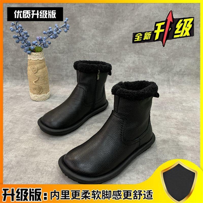 Женские осенне-зимние новые ботинки-дутики на плоской подошве с круглым носком и ретро-молнией, утепленные бархатом и мехом, теплые цельные короткие ботинки