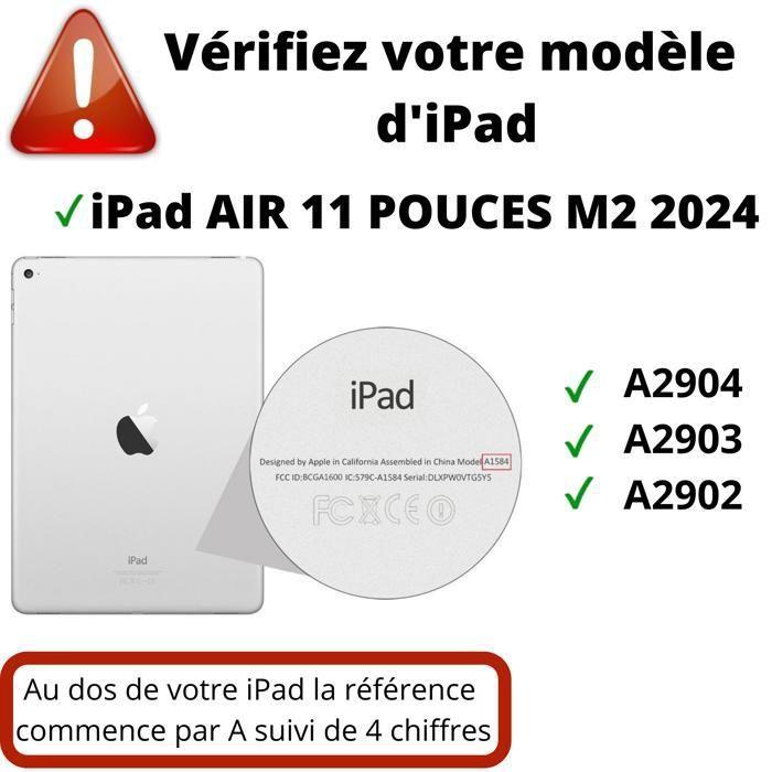 Coque Rotative 360 Noir pour iPad Air 11 pouces M2 2024 - Housse Etui Protection Fermerture Elastique Phonillico