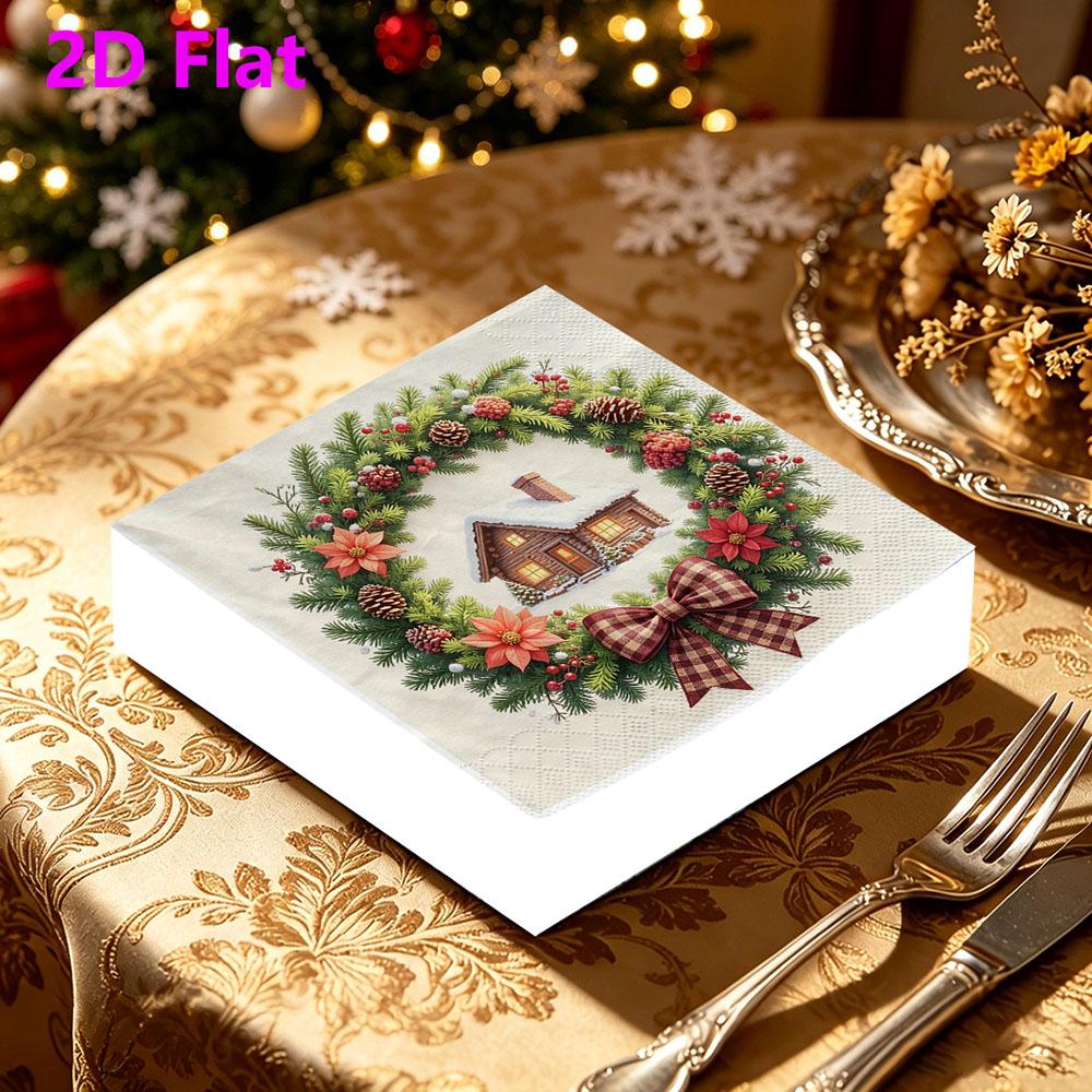 20 шт. одноразовых салфеток с принтом в виде рождественского венка для свадьбы, вечеринок и повседневного использования, для украшения стола на День благодарения, осень, Рождество