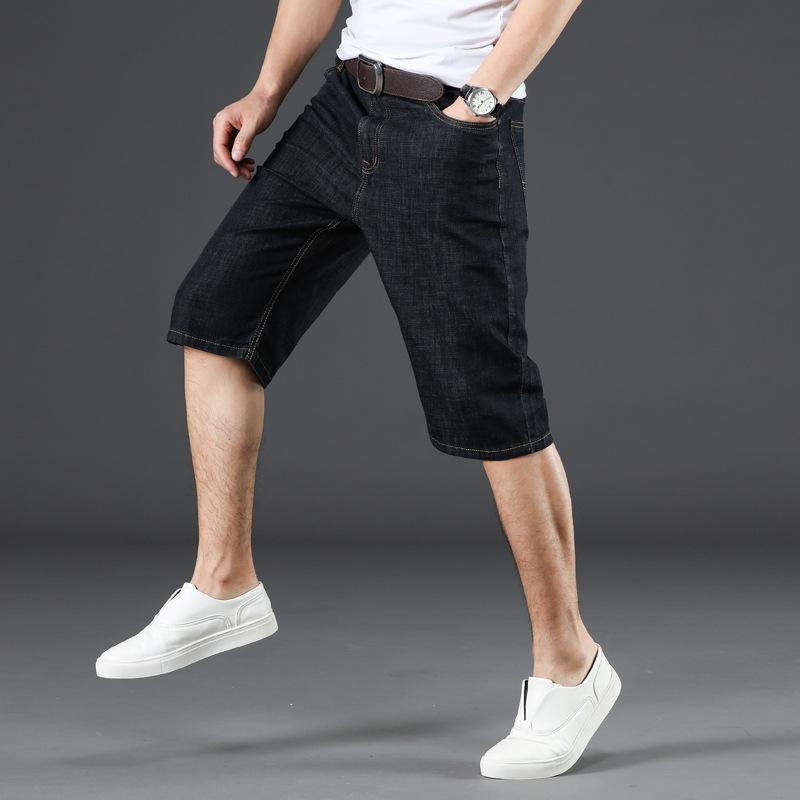 Летние широкие джинсы, мужские свободные прямые повседневные капри 7/4, брюки больших размеров, тонкие брюки