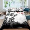 Комплект пододеяльников из бамбука Комплект постельного белья с ветвями бамбука, принт с изображением деревьев, роскошный пододеяльник в стиле ретро с цветочным принтом, размер Queen