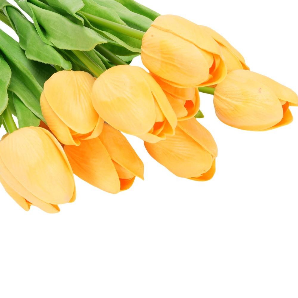 20PCS Yellow Artificial Tulips Flowers Long Stem Fake Flower Decor Vase Decoration