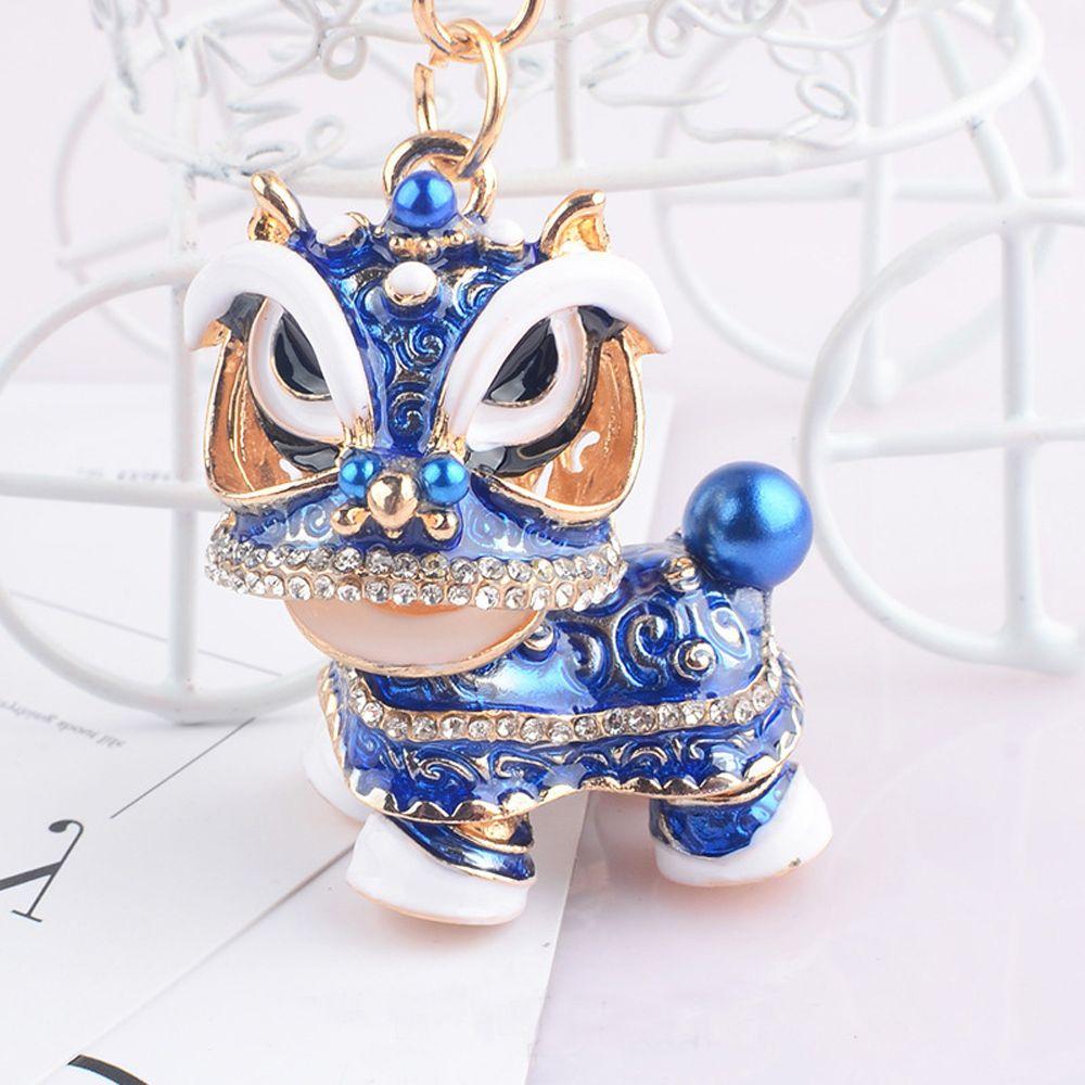 Key Holder Metal Car Key Chain Rotated Dance Lion Keychain Crystal Dance Keyring Purse Pendant