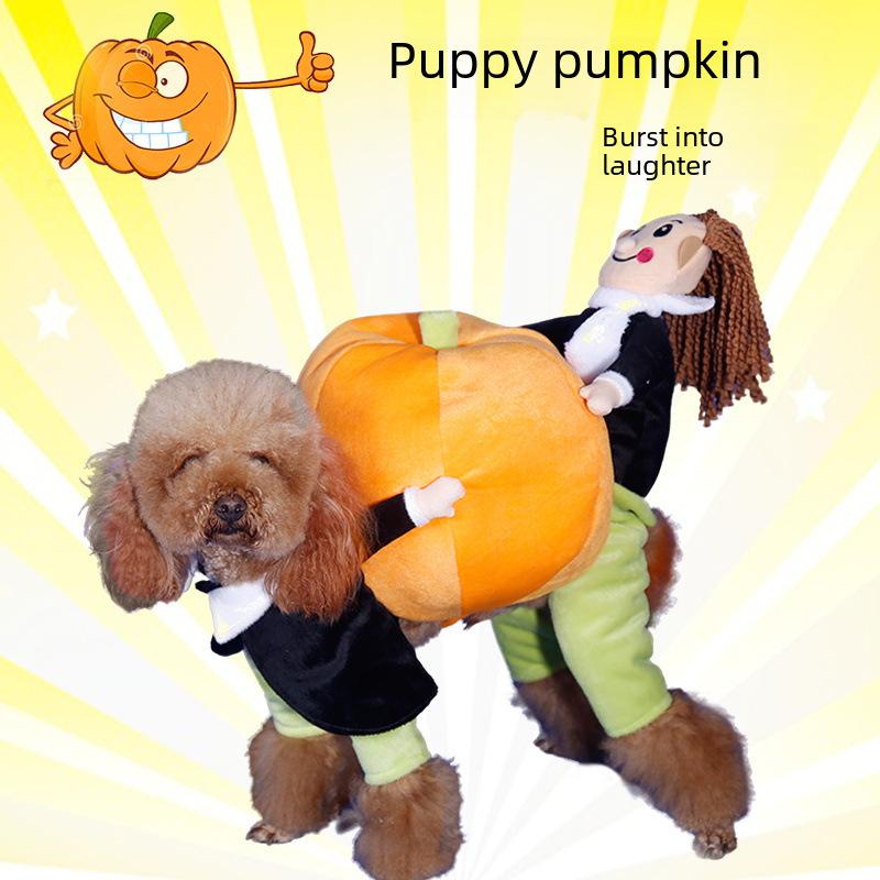 Funny Pumpkin Costume for Dogs - Pet Outfit with Pumpkin Carrying Design