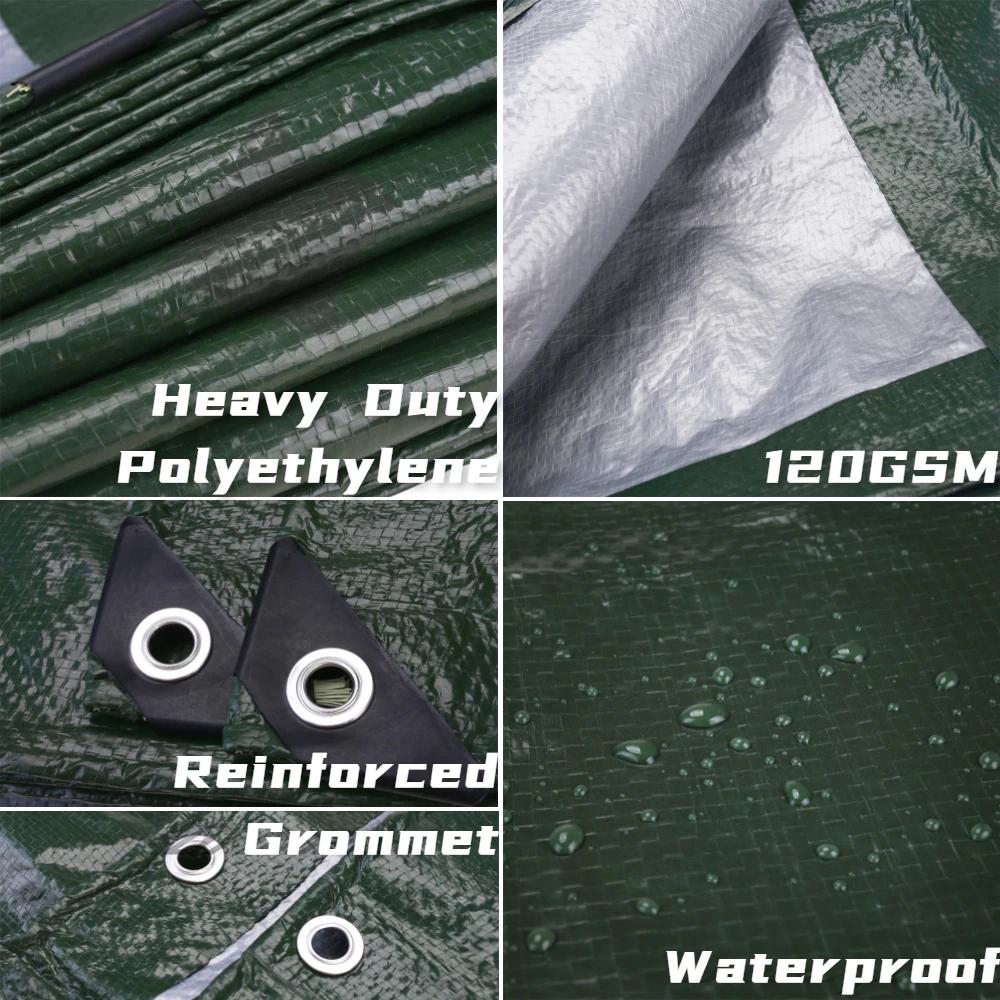 Waterproof PE Sun Shelter 120GSM Tarpaulin Rectangle Sunshade Protection Outdoor Canopy Garden Shade Sail Awning Shade Cloth