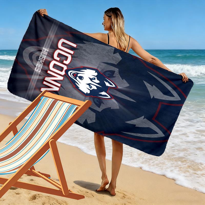 UConn Huskies 2D Flat Print Beach Towel, Large Soft Quick Dry Towel for Beach Camping SwimmingZSTJ0915267
