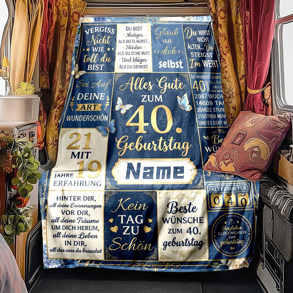 Golden Milestone Celebration Blanket Personalized Name Soft Comfortable Stylish Blanket Car Blanket Perfect For Travel Camping Outdoor Home Suitable