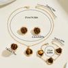 European and American new necklace set personalized inlaid tiger's eye design earrings bracelet versatile simple index finger ring jewelry women