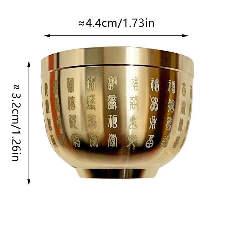 Gold Feng Shui Hundred Blessings Bowl Fine Workmanship Meaningful Gifts Copper Materials Exquisite Mini