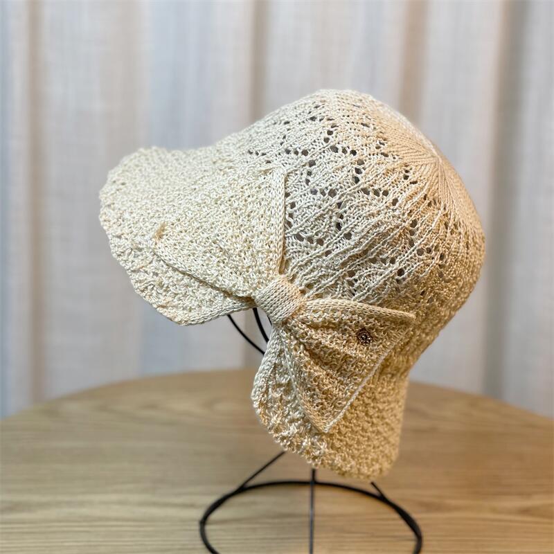 Шляпа рыбака, детская, новая, весенне-летняя, полая, дышащая, солнцезащитная шляпа, элегантный бант, модная, шляпа-тазик