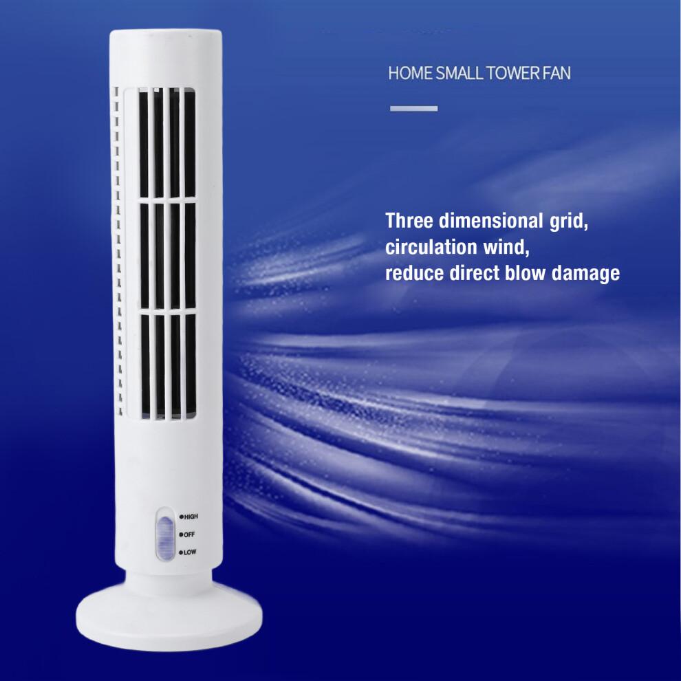 Mini Tower Fan USB Desk Fan 6x33cm Quiet Bladeless White