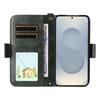 For Samsung Galaxy S25 Leather Case Magnetic Closure Wallet Stand Phone Cover with Crossbody Strap