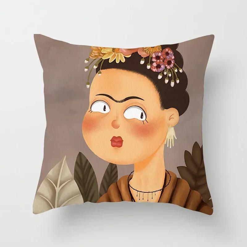 Креативная мультяшная масляная живопись Мона Лиза Ван Гог Чехол для подушки Портретная живопись Наволочка Декоративные подушки для дивана