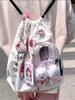 Anime Canvas Drawstring Backpack - Lightweight, Cute, Simple, Sweet, Small, Casual for Commuting