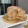 Европейская и американская кружевная кружевная шляпа от солнца темпераментная элегантная жемчужная цветочная шляпа-ведро женская летняя дышащая шляпа от солнца