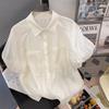 French Retro Puff Sleeve Chiffon Shirt for Women In Summer New Loose Short-sleeved Top