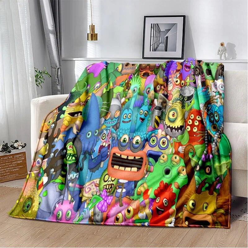 Мягкое плюшевое одеяло «Мои поющие монстры», видеоигра, фланелевое одеяло для гостиной, спальни, кровати, дивана, пикника