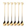 6PCS Creative Personality Stainless Steel Gold Spoons Tree Leaf Spoon Coffee Spoon Tea Spoon Home Restaurant Dessert Cutlery Set