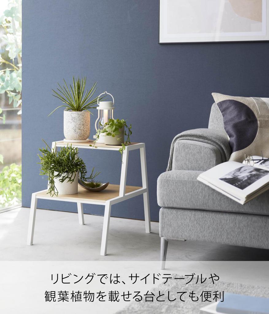 Yamazaki Jitsugyo Step 2 W40 x x H45 tower no assembly required 1467 (Yamazaki) [Completed product] stool, steps, white, D52.3 cm, stepladder,