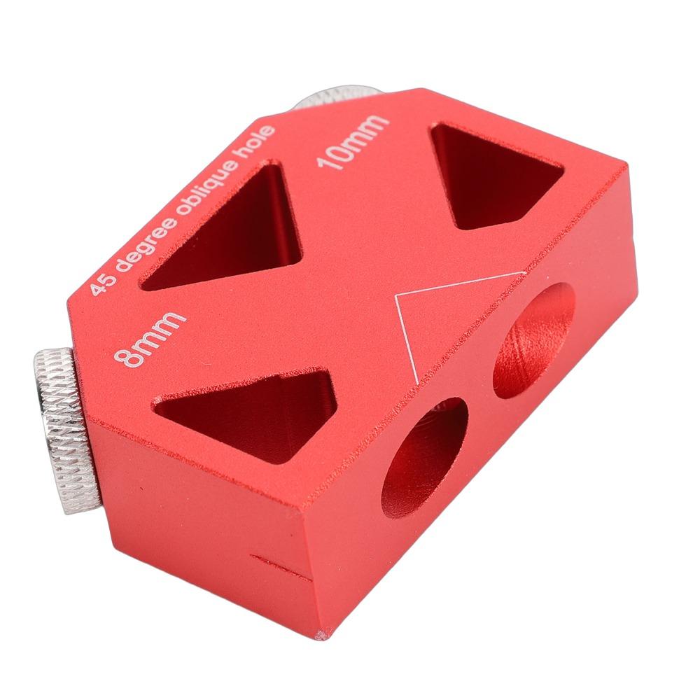 45 Degree Inclined Drill Guide Positioner Aluminum Alloy Hole Locator Jig Furniture Joinery