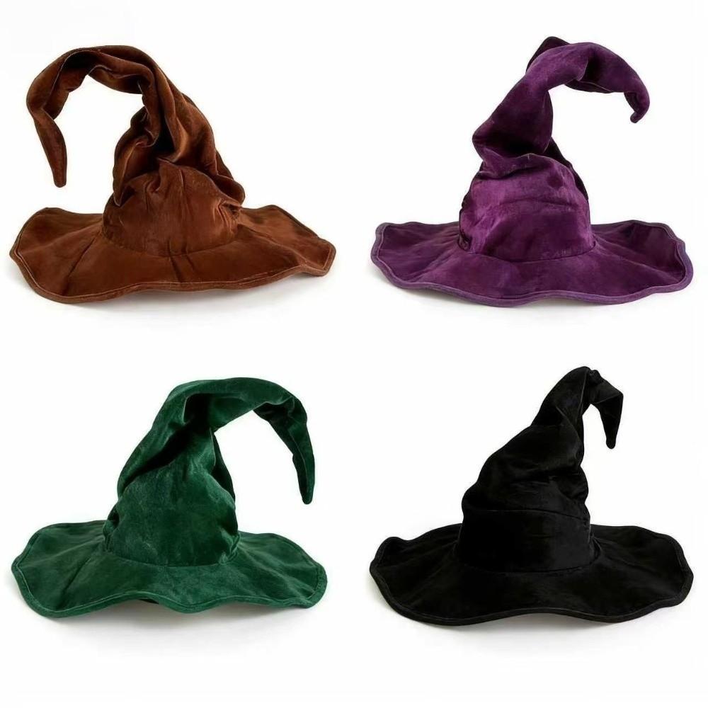 Tall Pointed Cone Top Halloween Wizard Hat Large Wide Brim Pointed Mage Hat Halloween Party