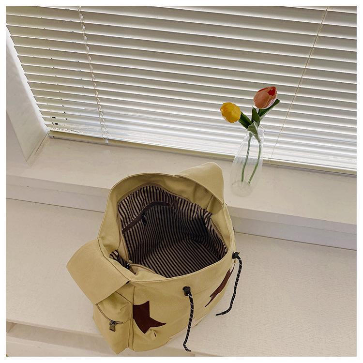 Американский Ретро Звездный Холщовый Рюкзак - Большая Вместимость, Стильная и Универсальная Сумка через Плечо