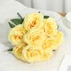 Artificial Roses 9 Heads Bridal Bouquet Fake Flowers for Centerpieces Wedding Decoration