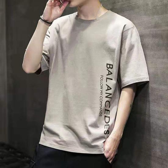 Men Summer T-shirt O Neck Loose Short Sleeve Soft Breathable Solid Color Plus Size Print Mid Length Casual Pullover Daily Top