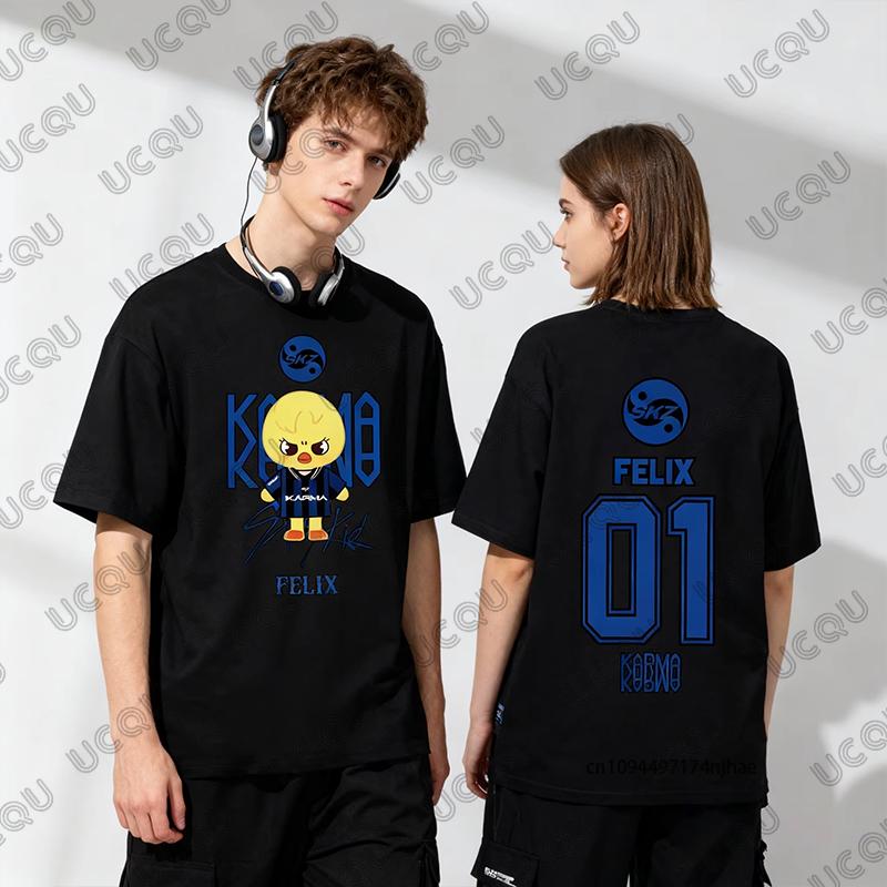 2026 Горячая Распродажа Лето K-pop KARMA ХЁНДЖИН Мультяшный Принт Хлопковая Футболка для Пары Женская Мужская Короткий Рукав Повседневная Детская/Взрослая Верхняя Одежда