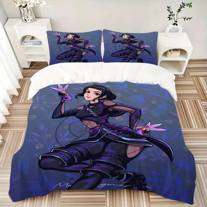 Purple Fantasy Warrior Print 3Pcs Bedding Setduvet Cover With 2 Bedropillowcase Home Birthday Gift