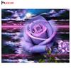 HC Алмазная вышивка "Цветок" Картина из страз, Алмазная картина Фиолетовый цветок розы