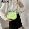 Simple Solid Color Casual Faux Leather Single Shoulder Bags Women Large Capacity Zipper Handbags