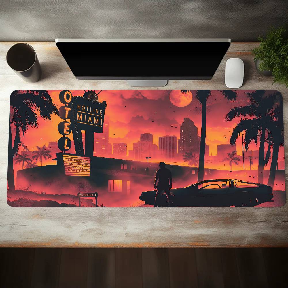 M-Miami Vice Коврик для мыши Большой коврик для игровой клавиатуры Резиновая основа с замком Компьютерные офисные аксессуары