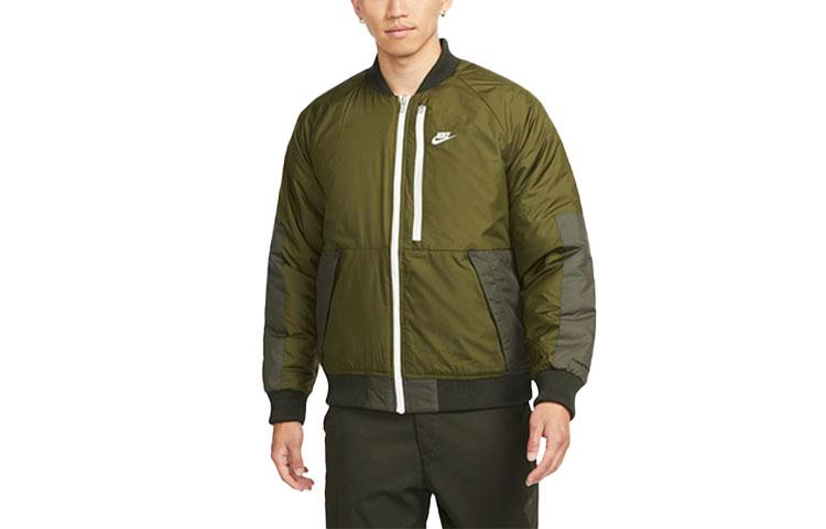 Men's Nike Puffer Jackets Men's Green Baseball Collar Moderate Reversible