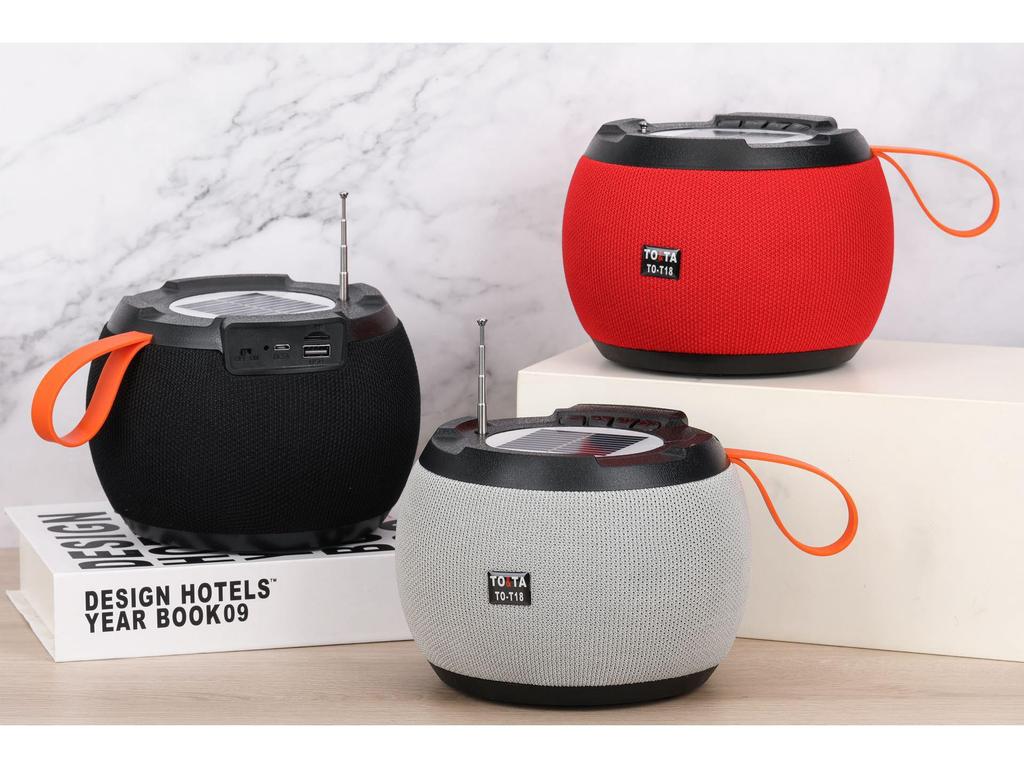 T18 Солнечная Bluetooth-колонка: Долговечный аккумулятор, FM-радио, Уличный HIFI звук, Сабвуфер
