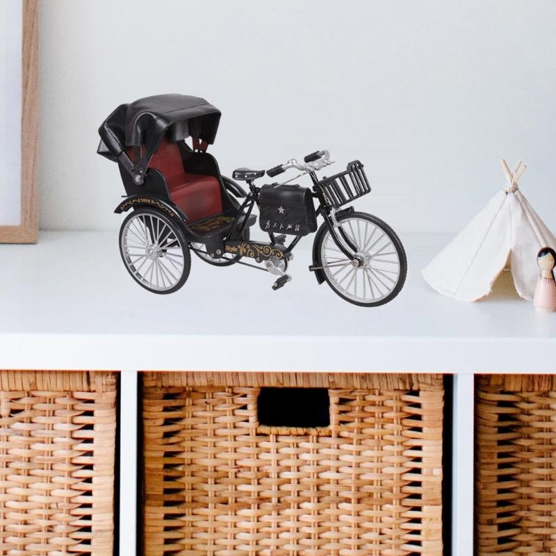 Коллекционный 1:10 Миниатюрных Моделей Трехколесного Велосипеда Железные Реплики Трехколесной Рикши Винтажное Настольное Украшение Подарок для Взрослых