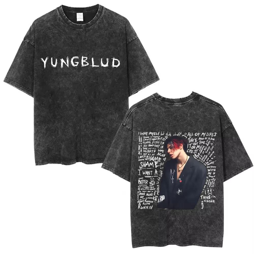 Стирка Винтажная Футболка Yungblud Idols World Tour Мужская Женская Повседневная Свободная Хлопковая Футболка Мужская Хип-Хоп Мода Ретро Футболки