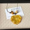 Fruit slices epoxy resin long sweater chain, dopamine style summer niche seaside decorative neck accessories