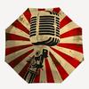 1pc Microphone Radio Automatic Folding Umbrella with 8-Rib Windproof Design, Portable Foldable Sunshade Umbrella For Halloween 065