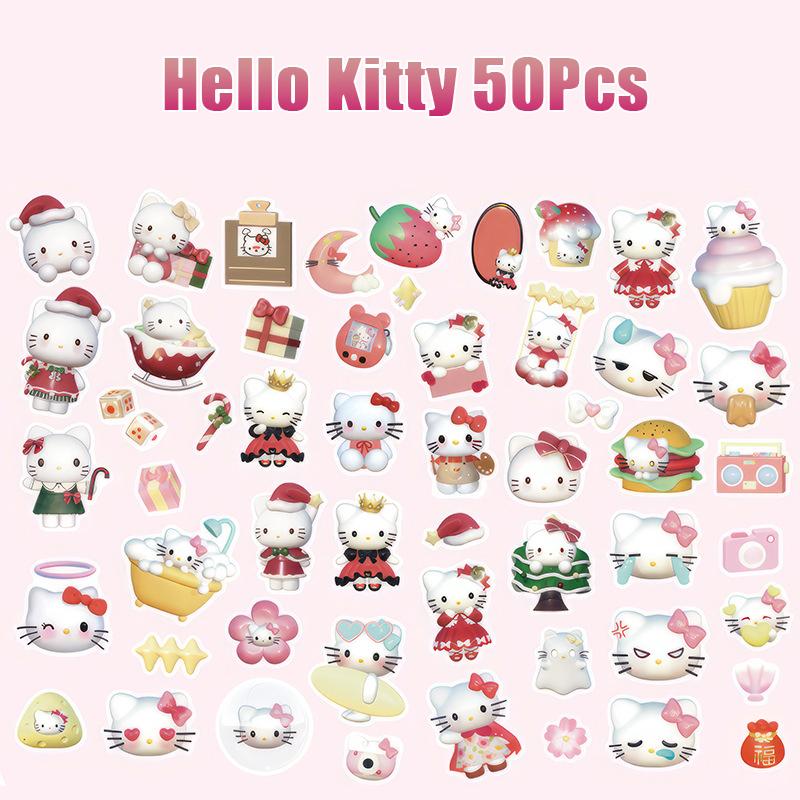 50 100 шт. Наклейки Sanrio для ноутбука Мультяшные Hello Kitty Cinnamoroll Kuromi Melody Милые Наклейки для чемодана, гитары Водонепроницаемые Наклейки Игрушки