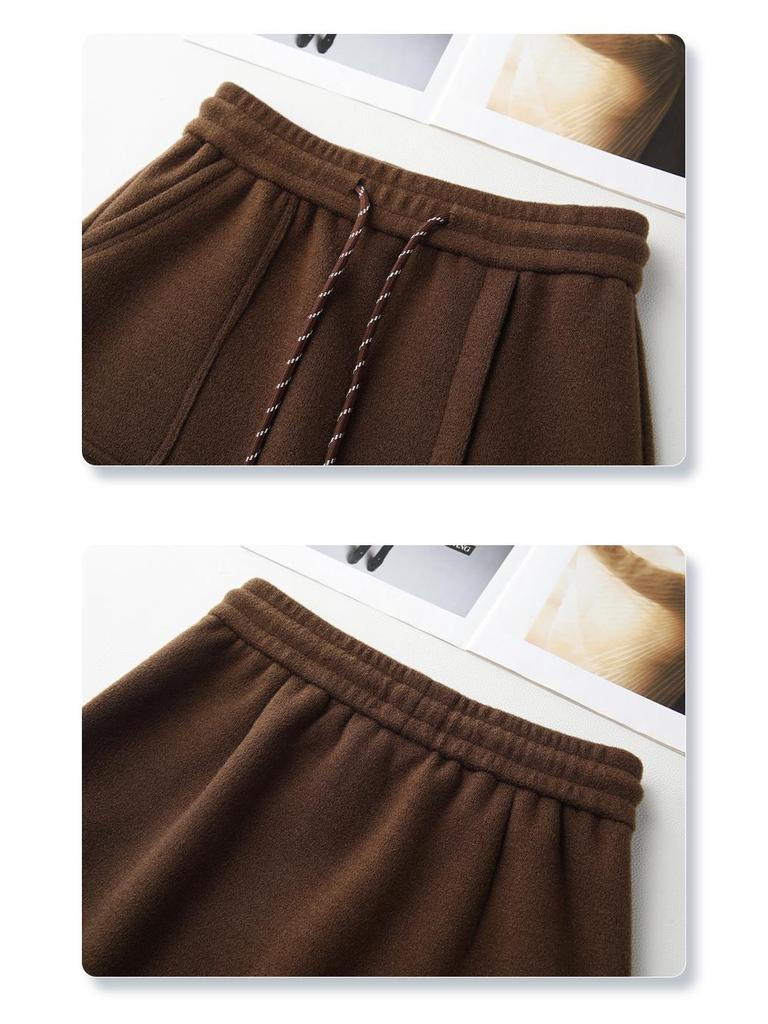 2024 Хаки Шерстяная Юбка Миди для Женщин – Осень/Зима, Эластичная Талия, Прямая Облегающая с Разрезом Спереди, Длина до Щиколотки